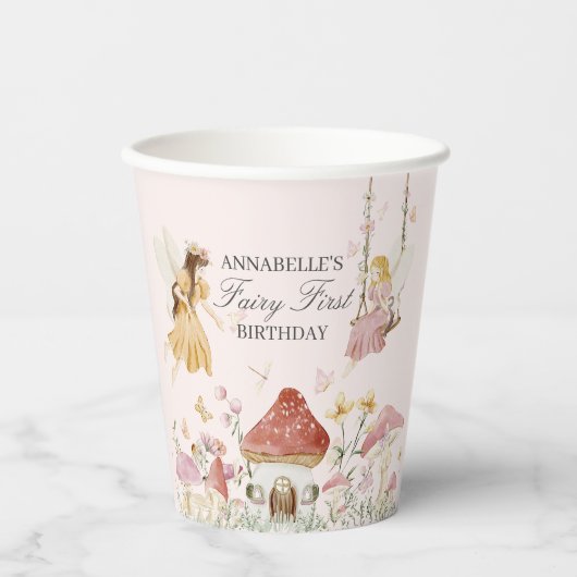 Fairy First Birthday Enchanted Tea Party Papieren Bekers (Voorkant)