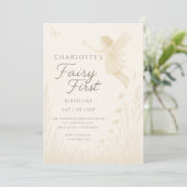 Fairy First Birthday Floral Watercolor Kaart (Staand voorkant)