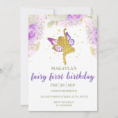 Fairy First Birthday Flowers Waterverf Mushroom Kaart (Voorkant)