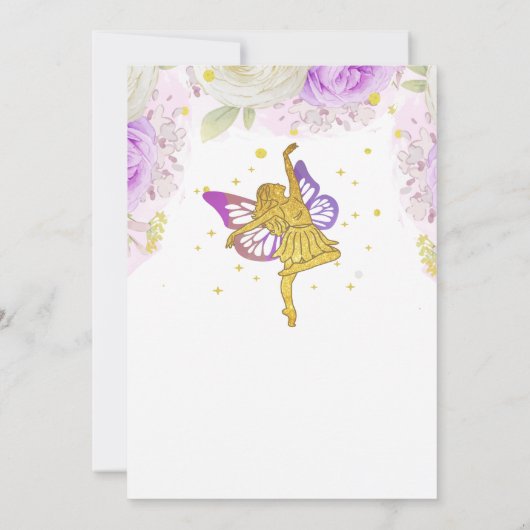 Fairy First Birthday Flowers Waterverf Mushroom Kaart (Achterkant)