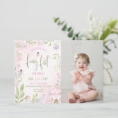 Fairy First Birthday Forest Mushroom Foto Kaart (Staand voorkant)