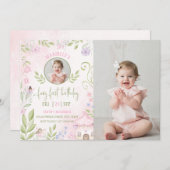 Fairy First Birthday Forest Mushroom Foto Kaart (Voorkant / Achterkant)