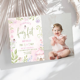 Fairy First Birthday Forest Mushroom Foto Kaart