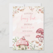 Fairy First Birthday Forest Watercolor Mushroom  Kaart (Voorkant)