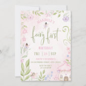 Fairy First Birthday Forest Waterverf paddenstoel Kaart (Voorkant)