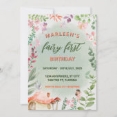 Fairy First Birthday Forest Waterverf paddenstoel Kaart (Voorkant)