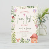Fairy First Birthday Forest Waterverf paddenstoel Kaart (Staand voorkant)