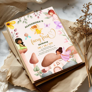 Fairy First Birthday Forest Waterverf paddenstoel Kaart