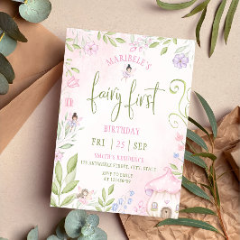 Fairy First Birthday Forest Waterverf paddenstoel Kaart