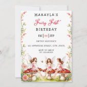 Fairy First Birthday Forest Waterverf paddenstoel Kaart (Voorkant)