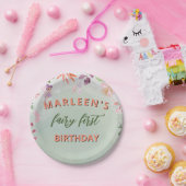 Fairy First Birthday Forest Waterverf paddenstoel Papieren Bordje (Feest)