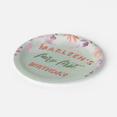 Fairy First Birthday Forest Waterverf paddenstoel Papieren Bordje (Gekanteld)