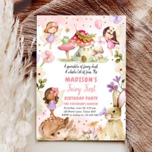 Fairy First Birthday Girl 1st Fairy Forest Magical Kaart