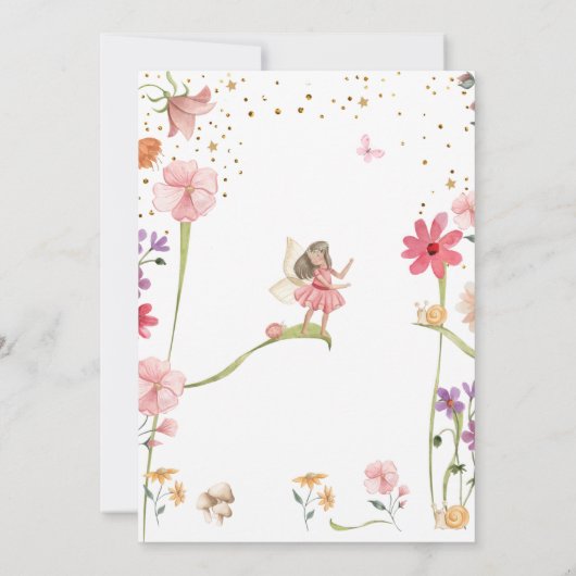 Fairy First Birthday Girl 1st Fairy Forest Magical Kaart (Achterkant)