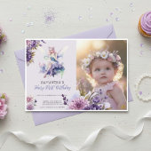 Fairy First Birthday Invitation | Dusty Purple Kaart