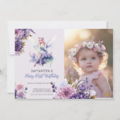 Fairy First Birthday Invitation | Dusty Purple Kaart (Voorkant)