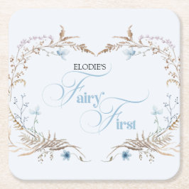 Fairy First Birthday Invitation | Elegant Blue  Kartonnen Onderzetters