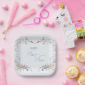 Fairy First Birthday Invitation | Elegant Blue  Papieren Bordje (Feest)