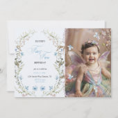 Fairy First Birthday Invitation | Floral Photo Kaart (Voorkant)