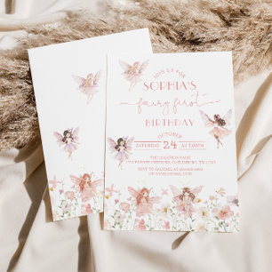 Fairy First Birthday Invitation Girl Kaart