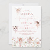 Fairy First Birthday Invitation Girl Kaart (Voorkant)
