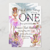 Fairy First Birthday Invitation Kaart (Voorkant / Achterkant)
