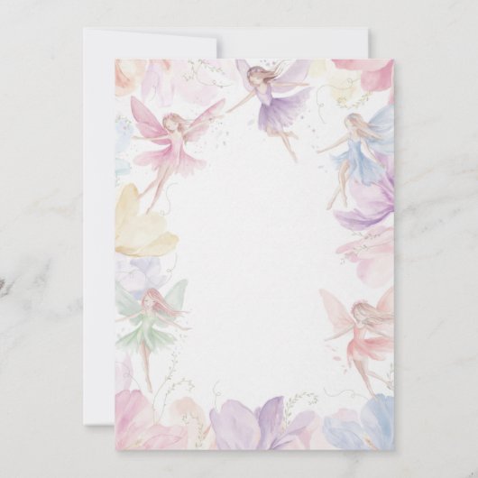 Fairy First Birthday Invitation Kaart (Achterkant)