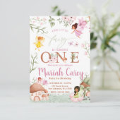 Fairy First Birthday Invitation Kaart (Staand voorkant)