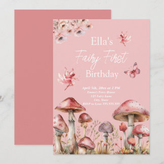 Fairy First Birthday Invitation Kaart