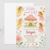 Fairy First Birthday Invitation Kaart (Voorkant / Achterkant)