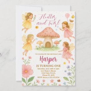 Fairy First Birthday Invitation Kaart