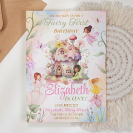 Fairy First Birthday Invitation Kaart