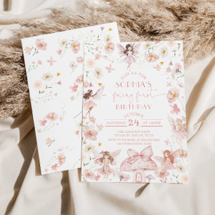 Fairy First Birthday Invitation Kaart