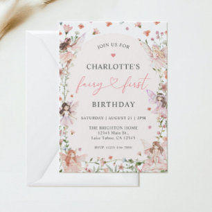 Fairy First Birthday Invitation Kaart