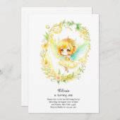 Fairy First Birthday Invitation Kaart (Voorkant / Achterkant)