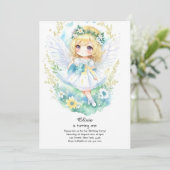 Fairy First Birthday Invitation Kaart (Staand voorkant)