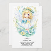 Fairy First Birthday Invitation Kaart (Voorkant / Achterkant)