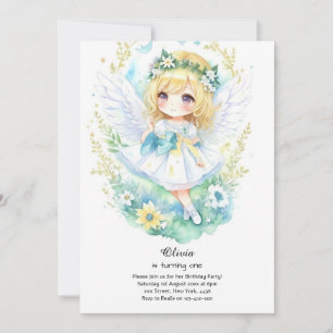 Fairy First Birthday Invitation Kaart