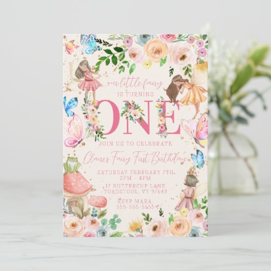 Fairy First Birthday Kaart (Staand voorkant)