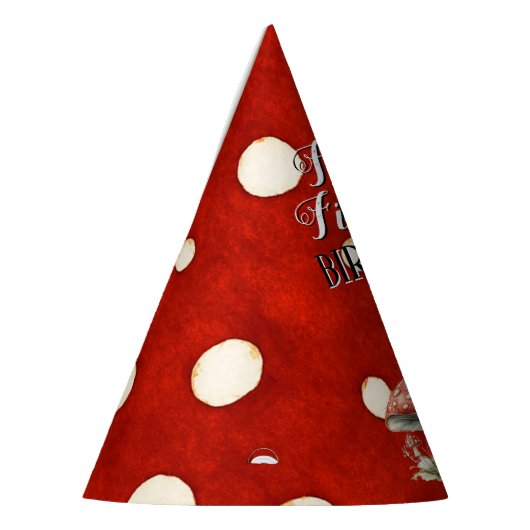 Fairy First Birthday Mushroom Red Polka dot Feesthoedjes (Links)