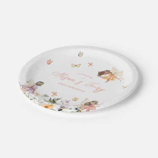 Fairy First Birthday Papieren Bordje (Gekanteld)