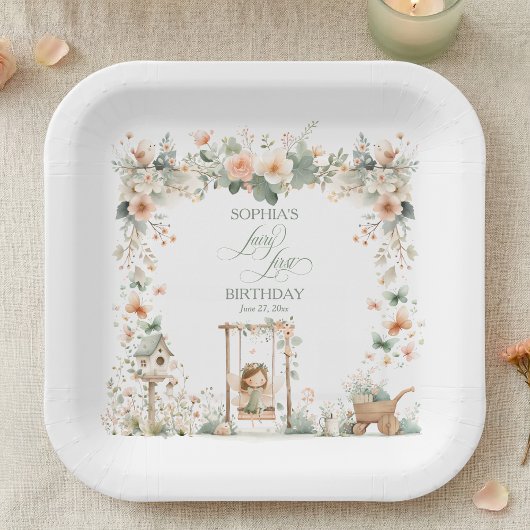 Fairy First Birthday Party Personalized Papieren Bordje