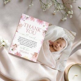 Fairy First Birthday Photo Thank You Kaart