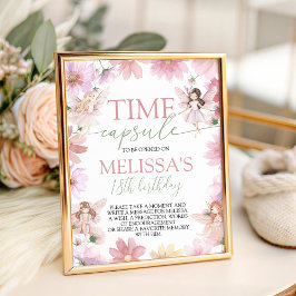 Fairy First Birthday Time Capsule Sign Reclamebord Met Voetstuk