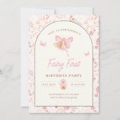 Fairy First Birthday Uitnodiging, Tuin verjaardag Kaart (Voorkant)