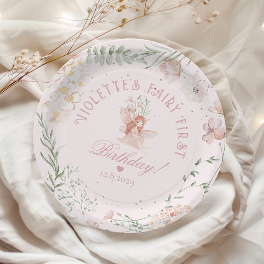 Fairy First Birthday Whimsical Enchanted Garden Papieren Bordje