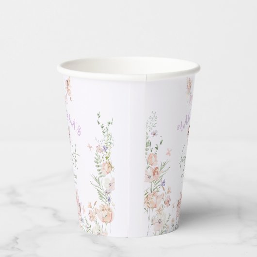 Fairy First Birthday Whimsical garden Lilac Papieren Bekers (Rechts)