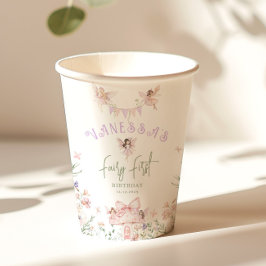 Fairy First Birthday Whimsical garden Lilac Papieren Bekers