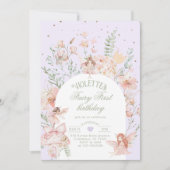 Fairy First Birthday Whimsical Garden Purple Kaart (Voorkant)