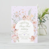 Fairy First Birthday Whimsical Garden Purple Kaart (Staand voorkant)
